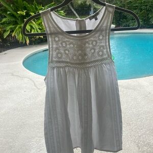 Madewell white Lacey cotton tank top. Empire waste